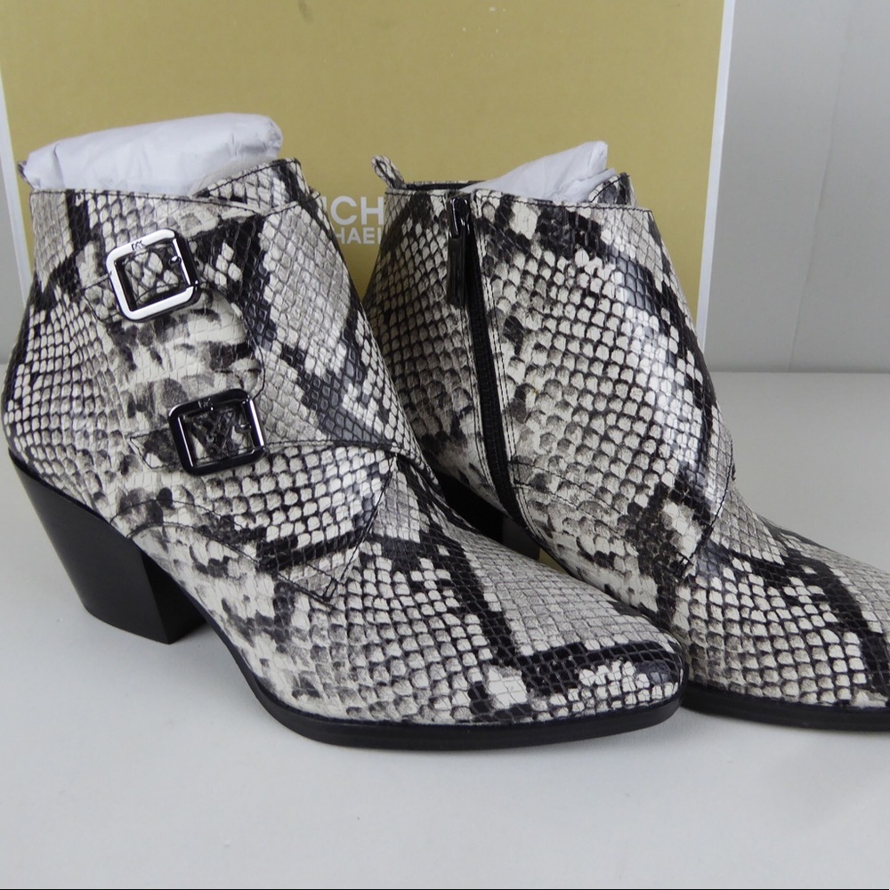 Michael Kors Loni Ankle Bootie Snake Print Leather